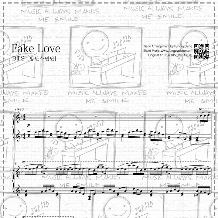 BTS - Fake Love [ Sheet Music / Midi / Mp3 ] | Funguypiano