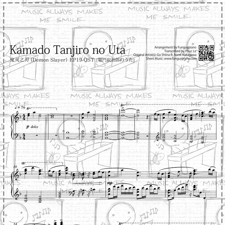 Masaru Shiina - Kamado Tanjiro No Uta (Demon Slayer Ep 19 ED OST (Fonzi M +  Improvised) (Hard Version) - For Piano Solo) Sheets by poon